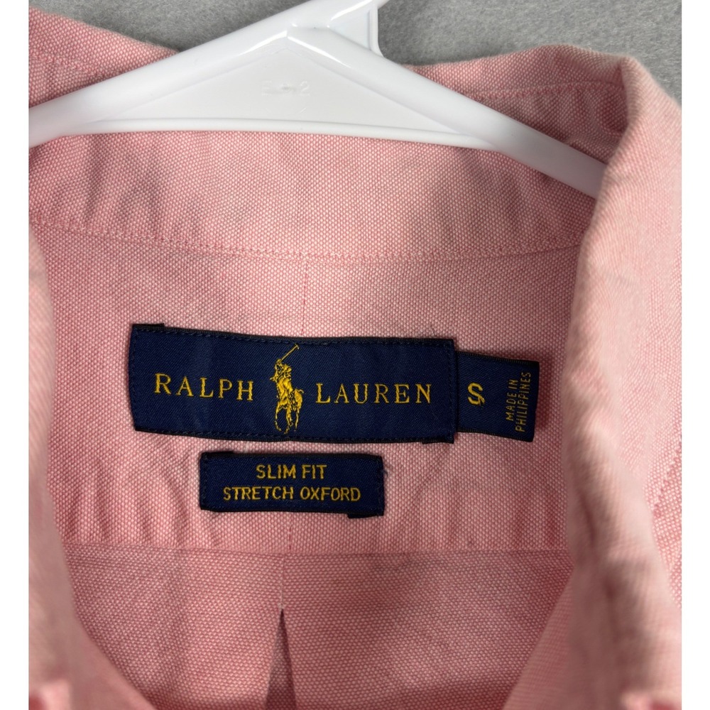 Ralph Lauren Slim Fit Stretch Oxford Shirt Small Pink Button Down Flesh Pony - Picture 6 of 10